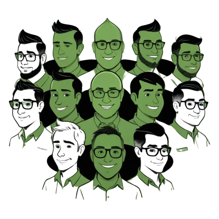 A group of 8 designers and one manager sticker