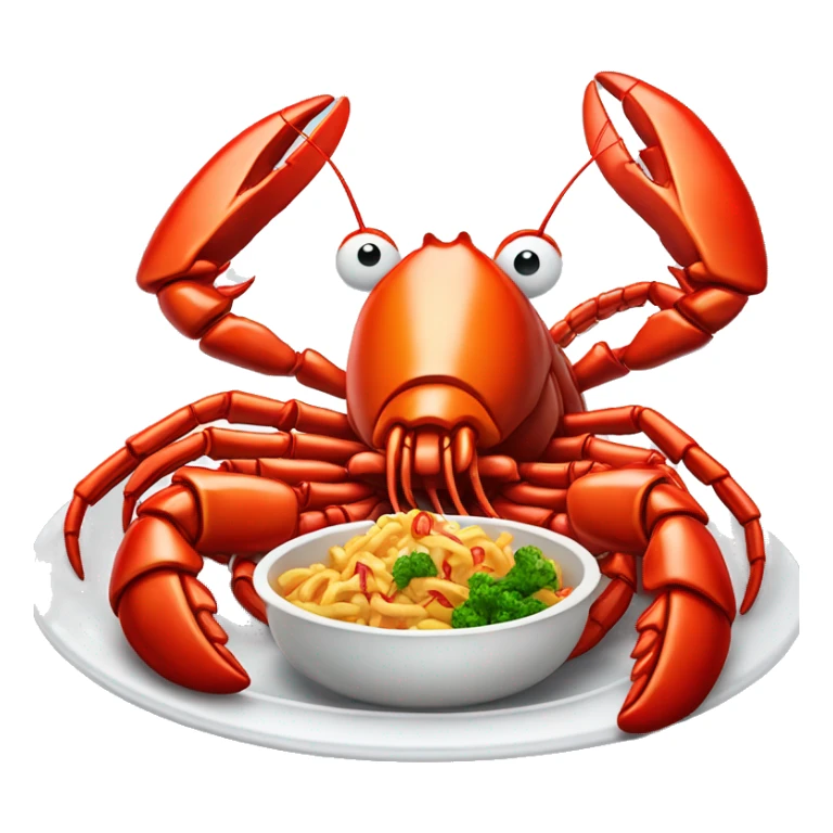 cooked red lobster served on a plate, with a focus on its claws and tail, vibrant and appetizing.” sticker