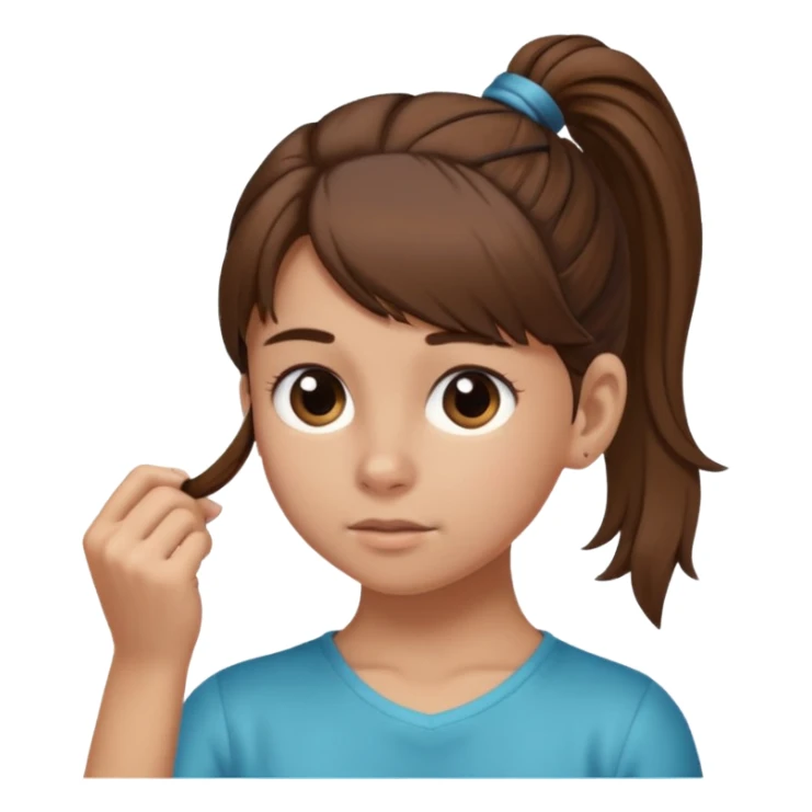 Normal skinned, tiny nosed, brown haired girl with Tying a ponytail sticker