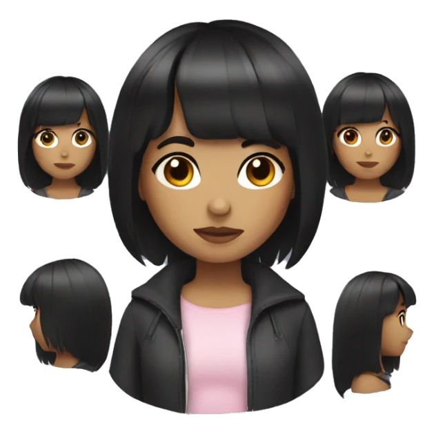 girl with black hair and bangs sticker