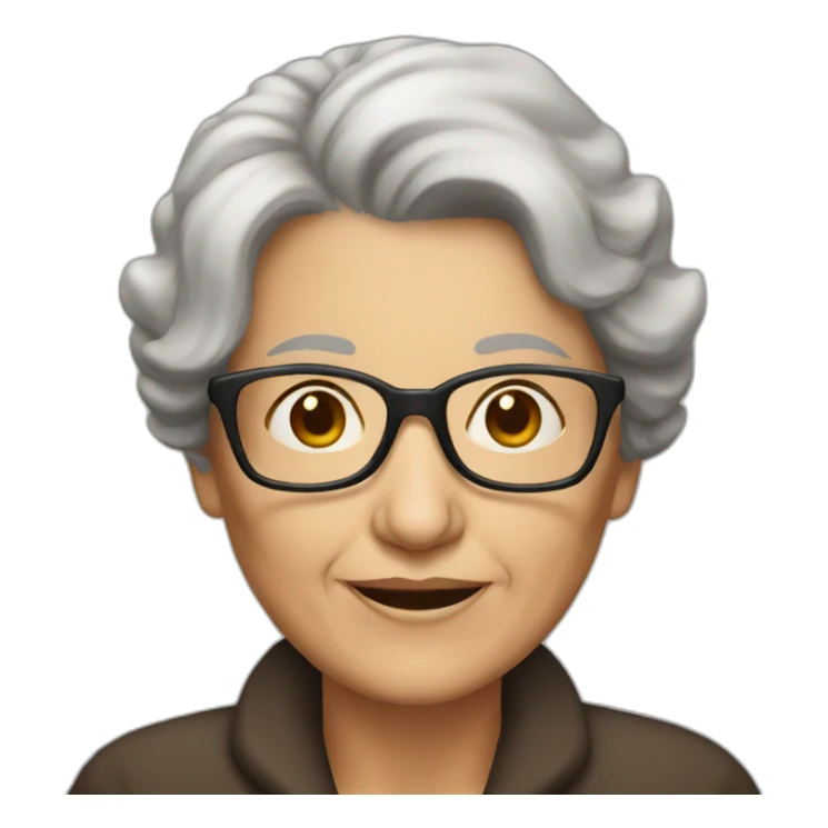 old woman with medium brown hair and glasses sticker