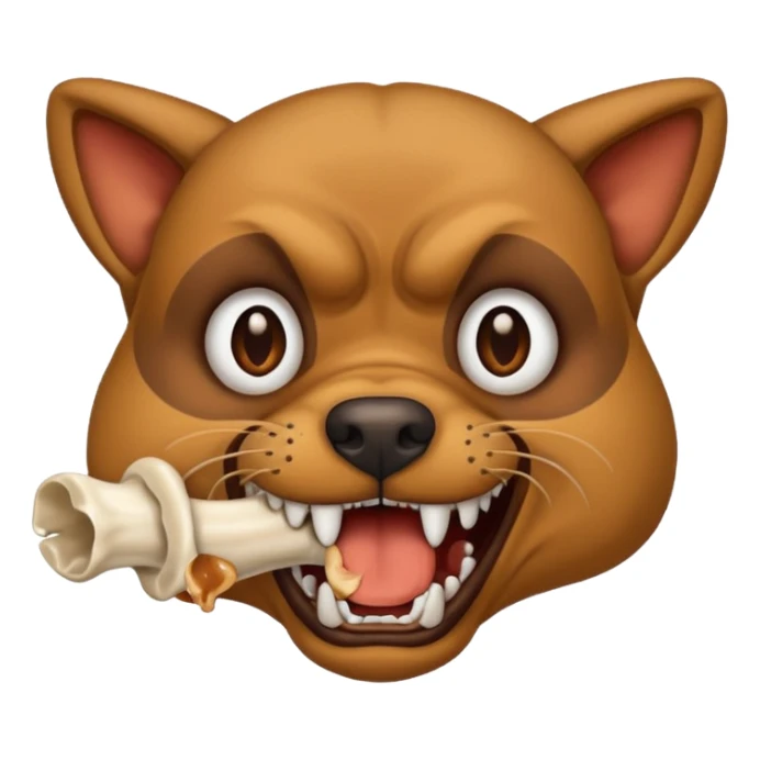 Mad dog with bone in its mouth sticker