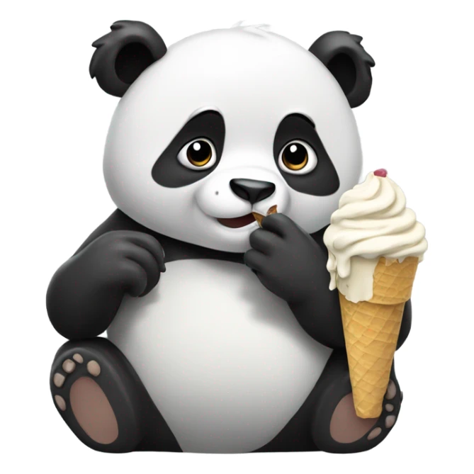 Panda eating ice cream sticker