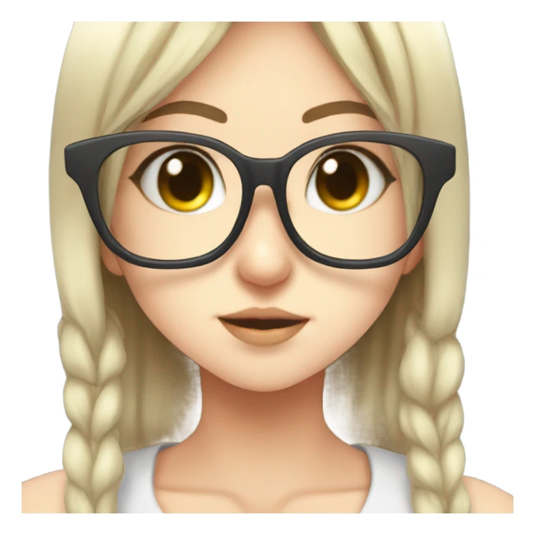 Anime girl wearing glasses kisses  sticker