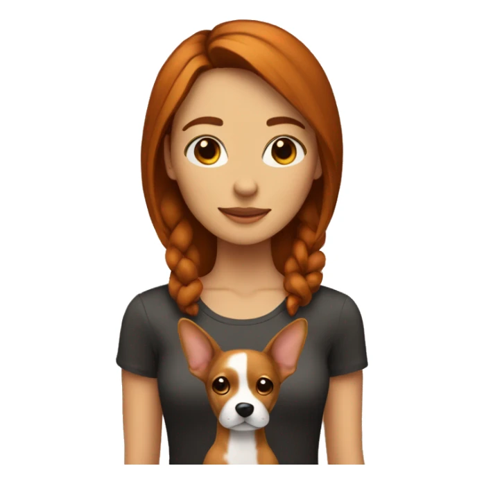 brunette girl with ginger point ears dog  sticker
