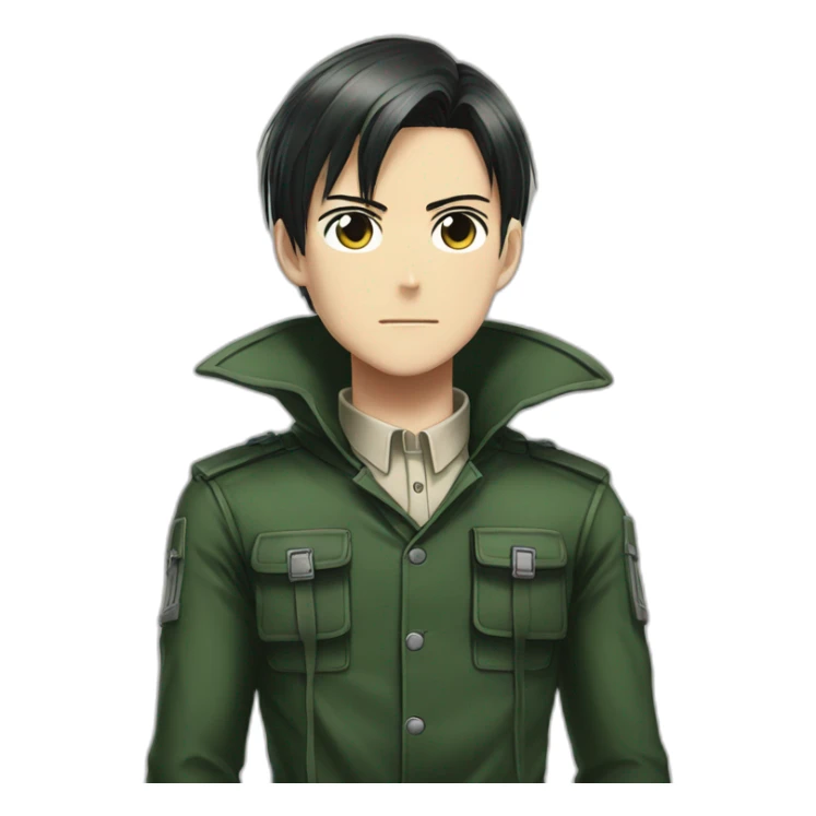 handsome Levi of Attack titan wears forest-green clothes sticker