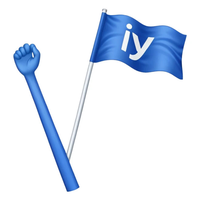 Blue flag written ￼on it “￼i y i” sticker