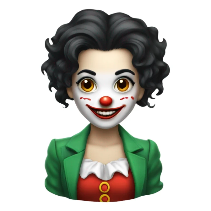 Joker Clown girl, black hair sticker