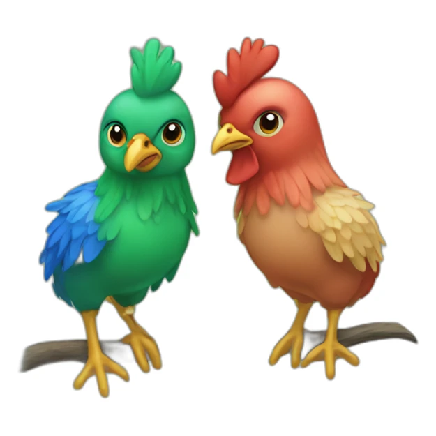 red Green Blue chicken fledglings sticker