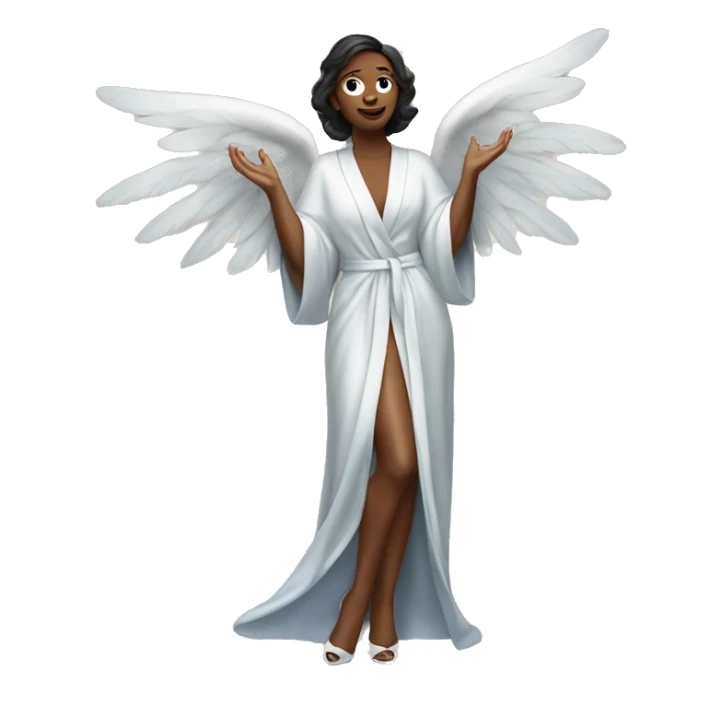 woman in high heels and silk robe and angel wings  sticker