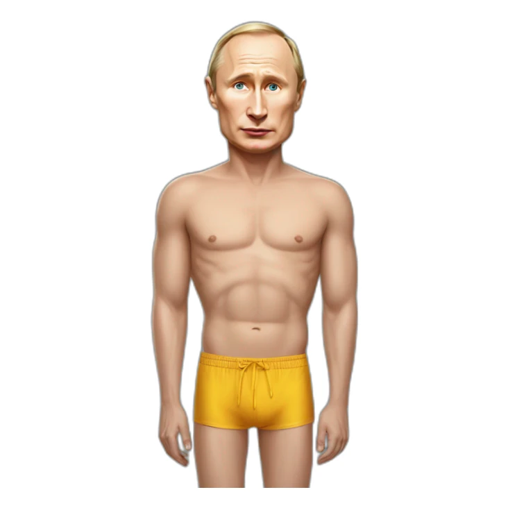 vladimir putin wearing a swimming trunk hyperrealistic sticker