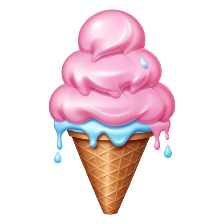 Glossy cotton candy in cone with shimmering, dewy surface and reflective highlights sticker