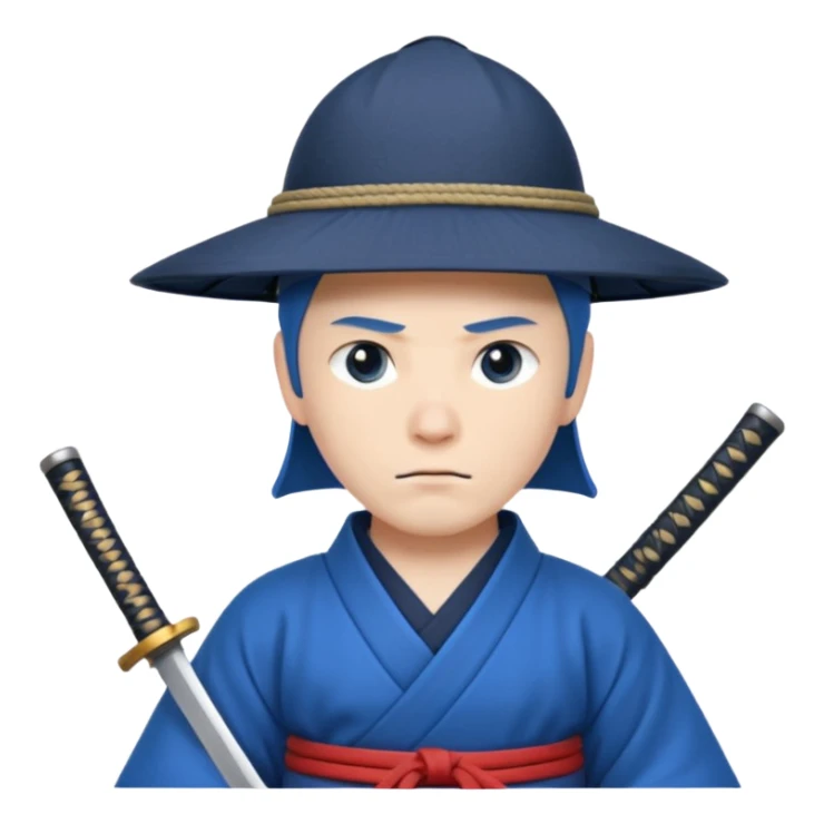 Samurais in Hat, Lone samurai in hat, blue dress sticker