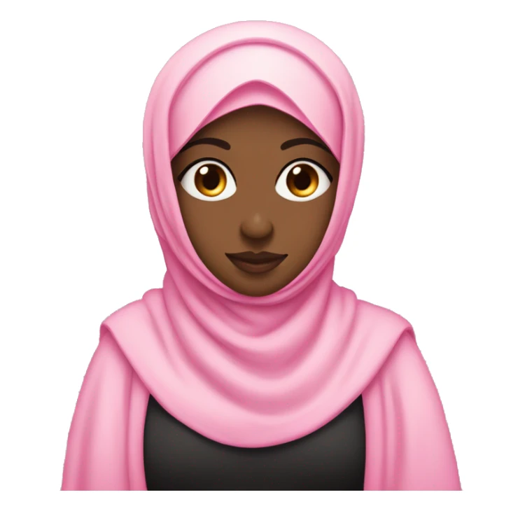 Black chubby Hijabi in pink abaya standing with heart eyes sticker