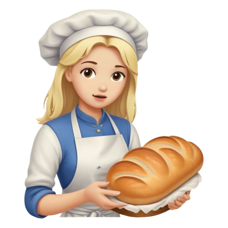 Unwell and sick blonde hair girl baking bread sticker
