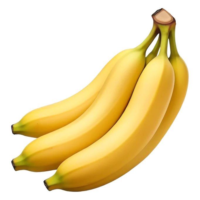 Cinematic bright yellow banana, smooth peel with gentle curves, slightly ripened, stacked in a charming bunch, warm glowing background, soft and inviting. sticker