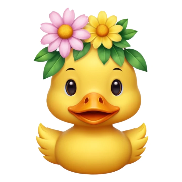 Cute duck with flower on a had sticker