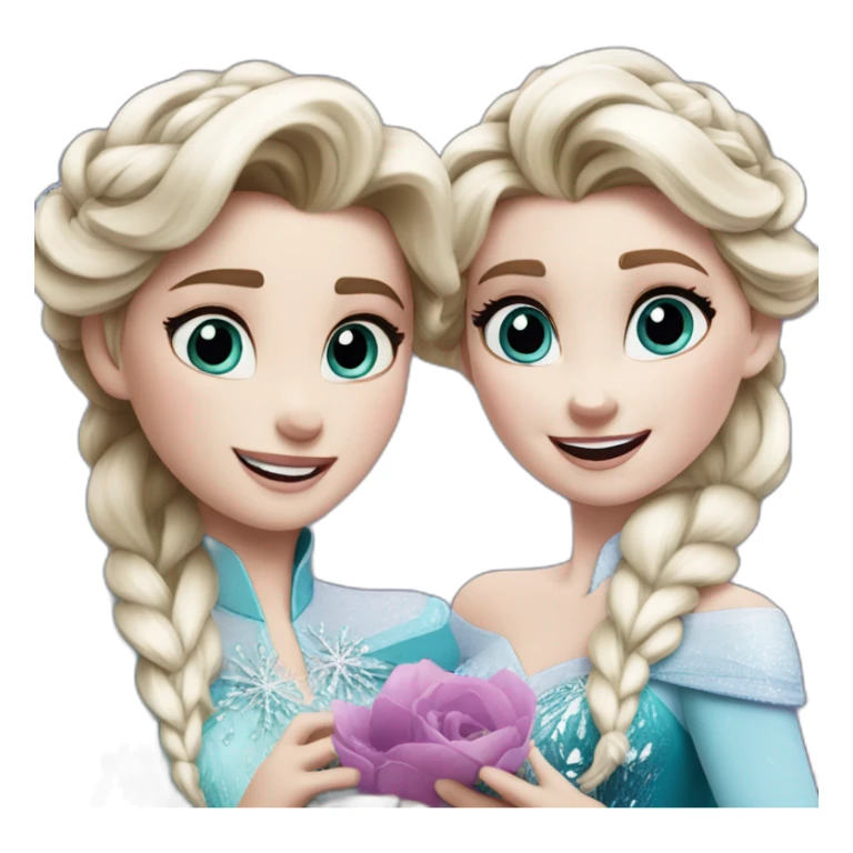 Elsa and Anna are excited sticker