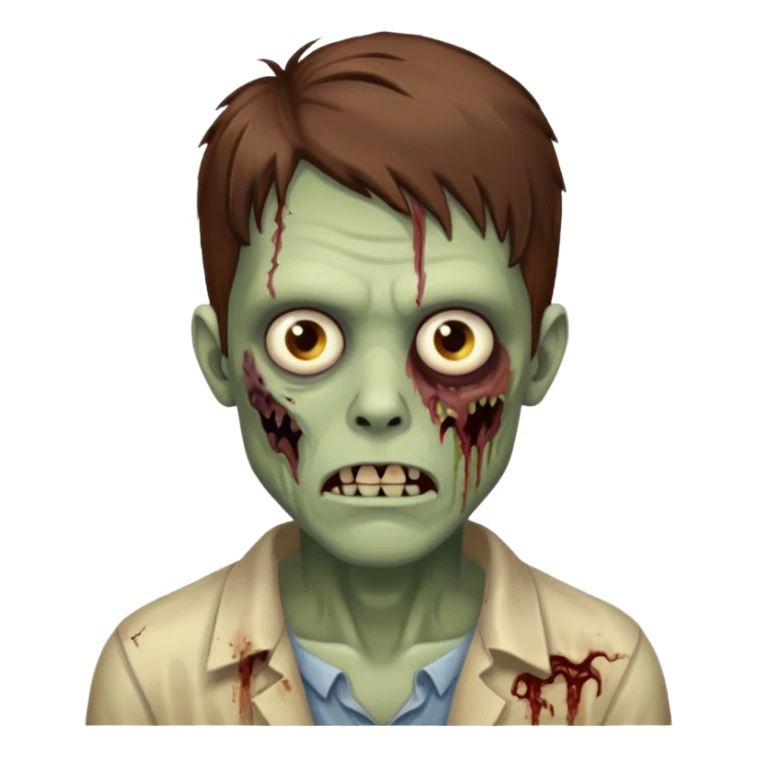 male zombie with brown hair sticker
