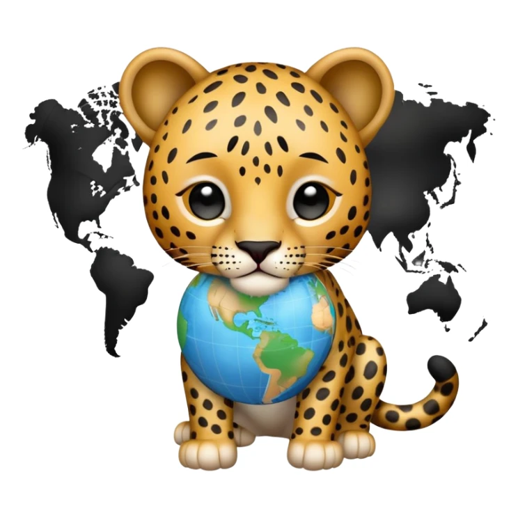 leopard with the worlds map instead of dots on his fur, therefore no dots, just the map in black sticker