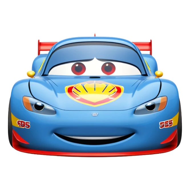 Lightning McQueen 95 blue race car front view cartoon style sticker