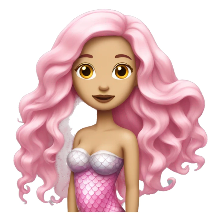 White pink long hair mermaid  sticker