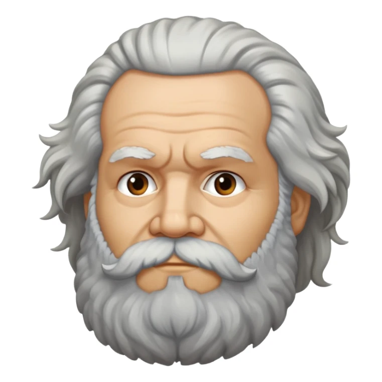 Karl Marx with full beard, wild hair, 3/4 view, no glasses sticker