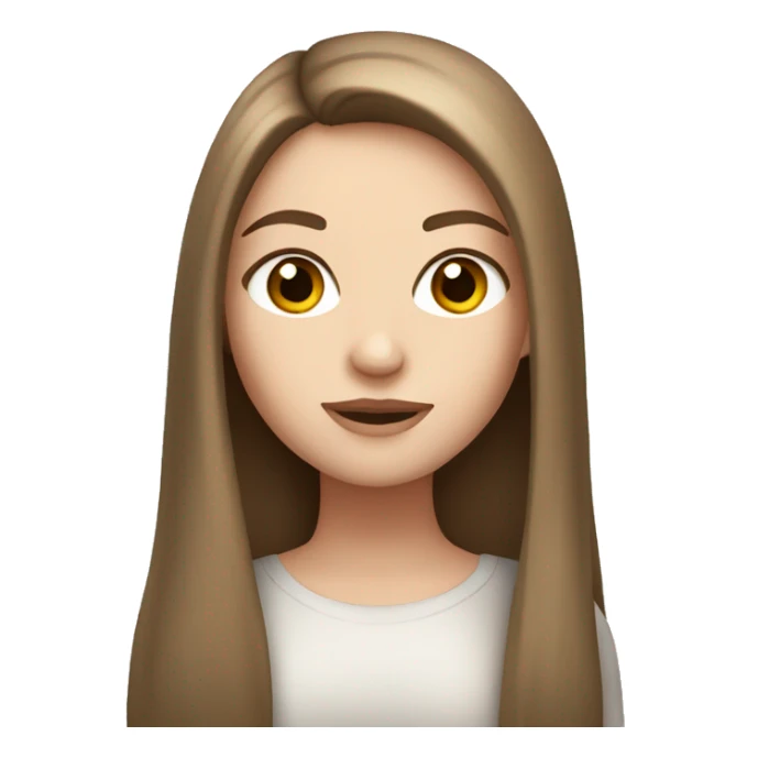 White girl with long brown straight hair and brown eyes  sticker