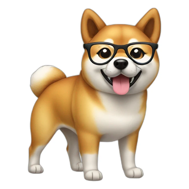 shiba inu dog with glasses sticker