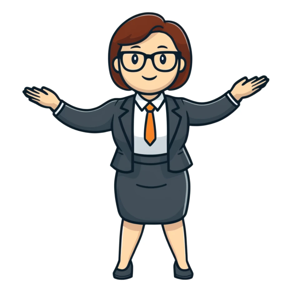 Female accountant spreading arms to the sides sticker