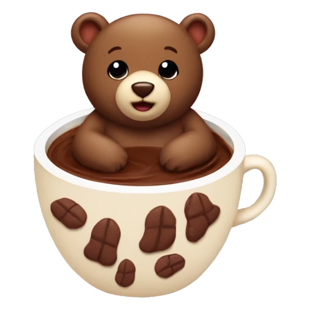 Baby bear inside of a cup of cocoa sticker