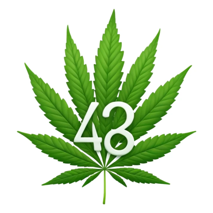 number 420 as emoji with large digits in front and cannabis leaf in the background sticker