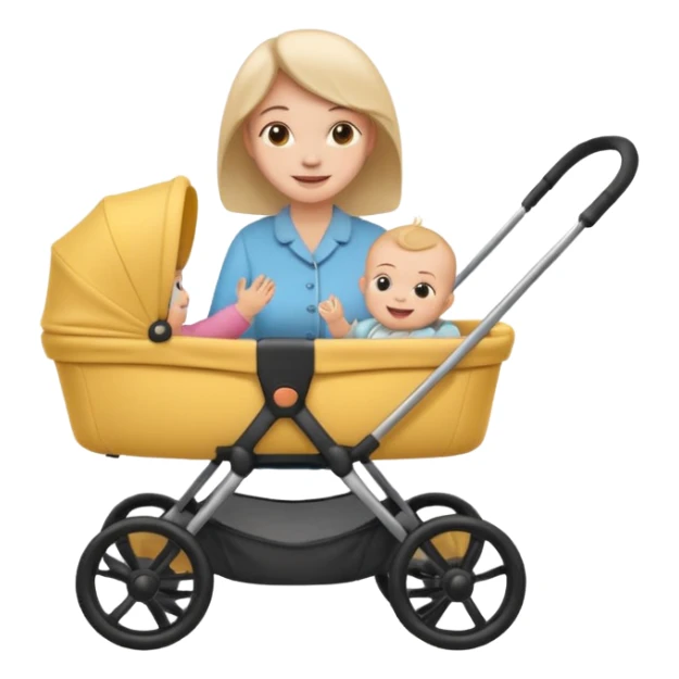 baby stroller with baby inside and mother pushing it, Emoji sticker