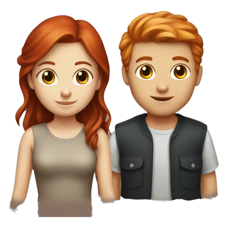 redhead boy and a brunette girl  sticker