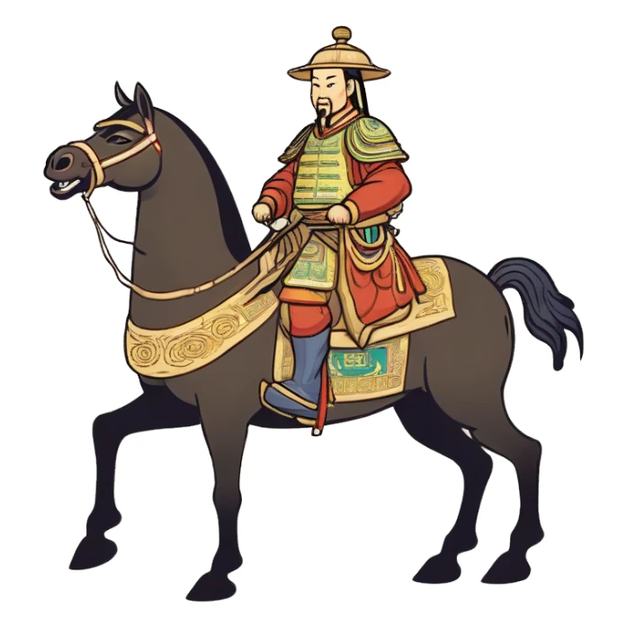 Chinese Yuan dynasty Mongolian general on horse sticker