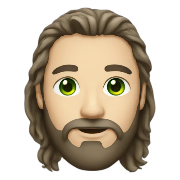 man with green eyes, beard and long hair sticker