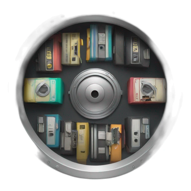 a vault around vault door with VHS tapes around it sticker
