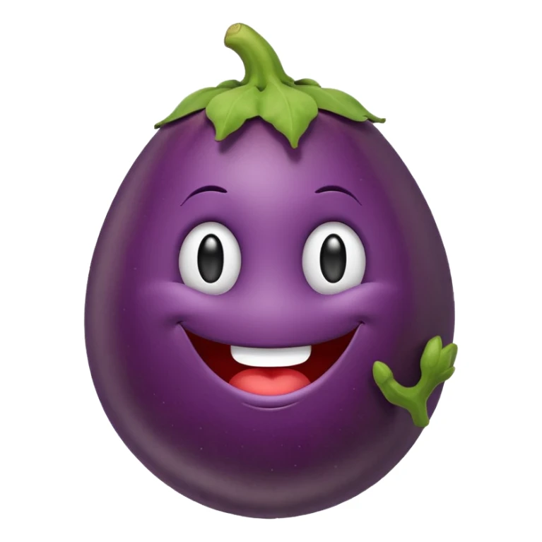 smiley face with hand on top of an eggplant, friendly and simple sticker
