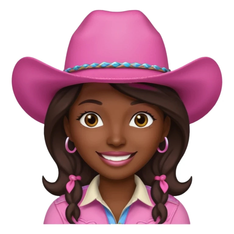 dark skin cowgirl with pink hat sticker