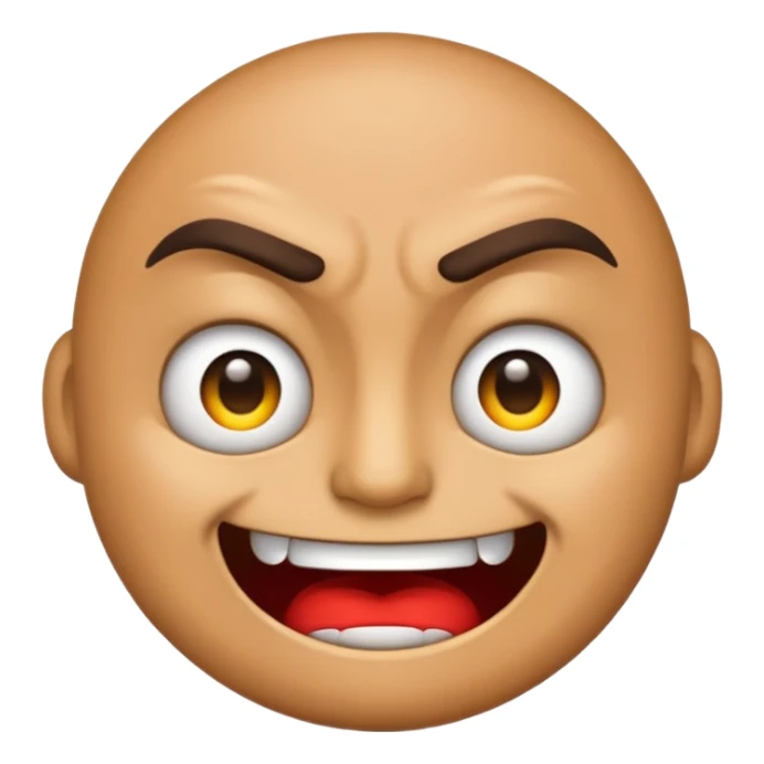 A simple emoji that is half angry and half kind and happy. sticker