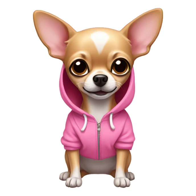 Tan Chihuahua wearing a pink hoodie sticker