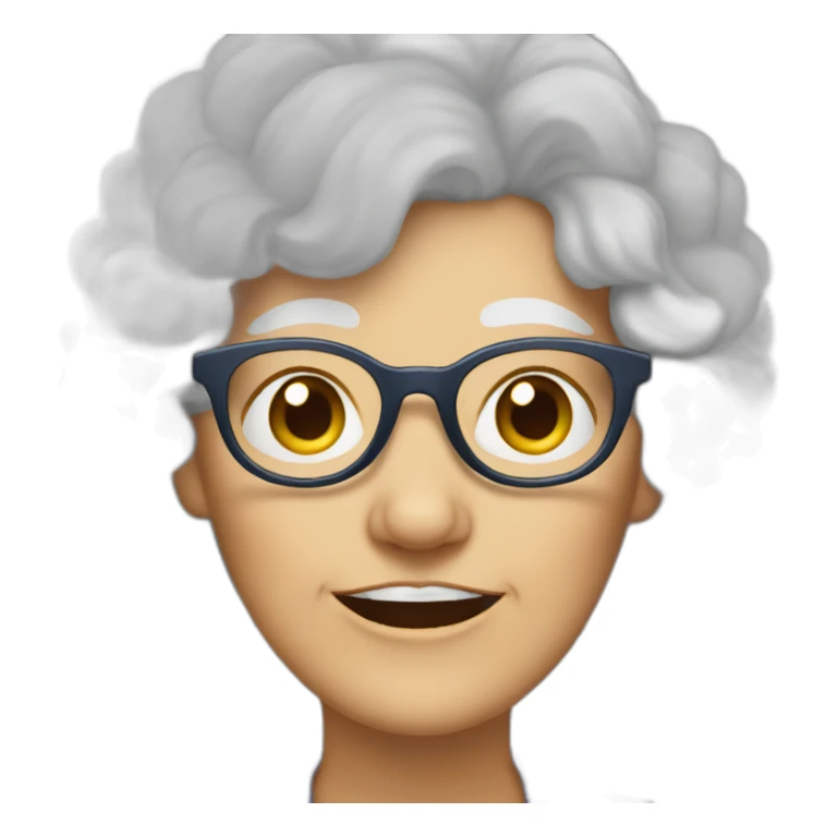 Old lady with curly white hair and glasses sticker