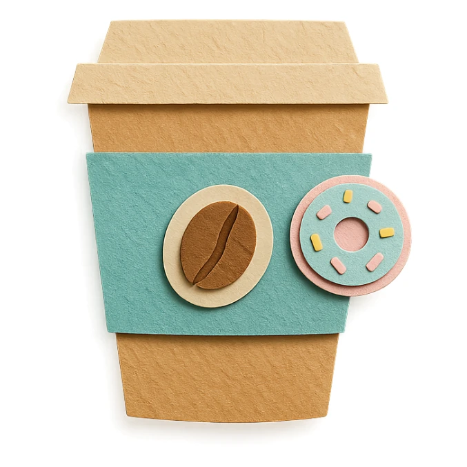to-go coffee cup with coffee bean and donut pastel stickers sticker