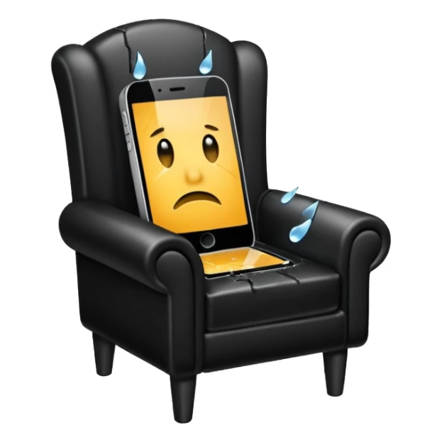 a phone in a chair looking sad and crying sticker