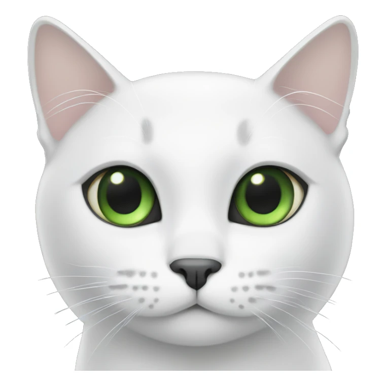 White cat with black ears, black over right eye and green eyes sticker