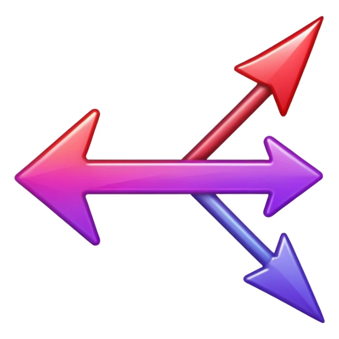 color gradient between red and purple glitter arrow for right sticker