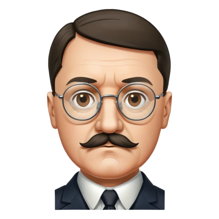 adolf hitler make his mustache smaller add glasses and make the mustAche only under the nose sticker