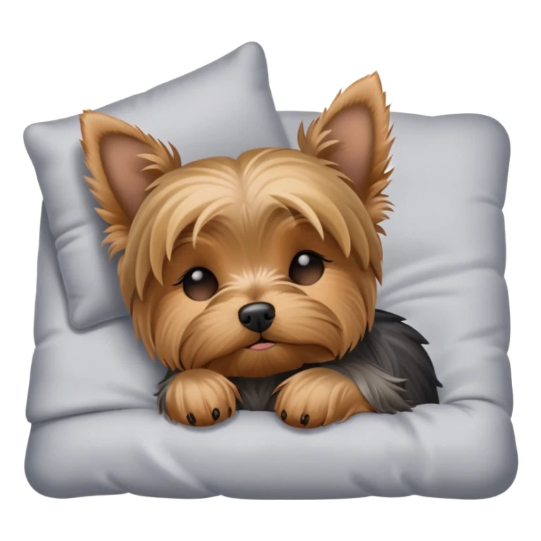 Yorkshire terrier, eyes closed, sleeping on the bed sticker