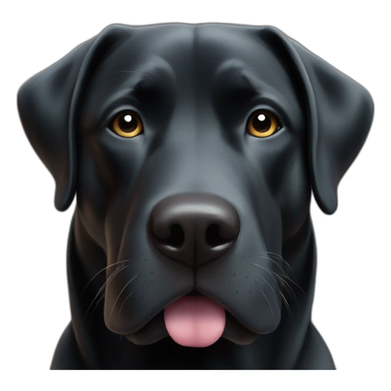 Black lab triangular chubby face small black eyes small tongue white mustache sticker