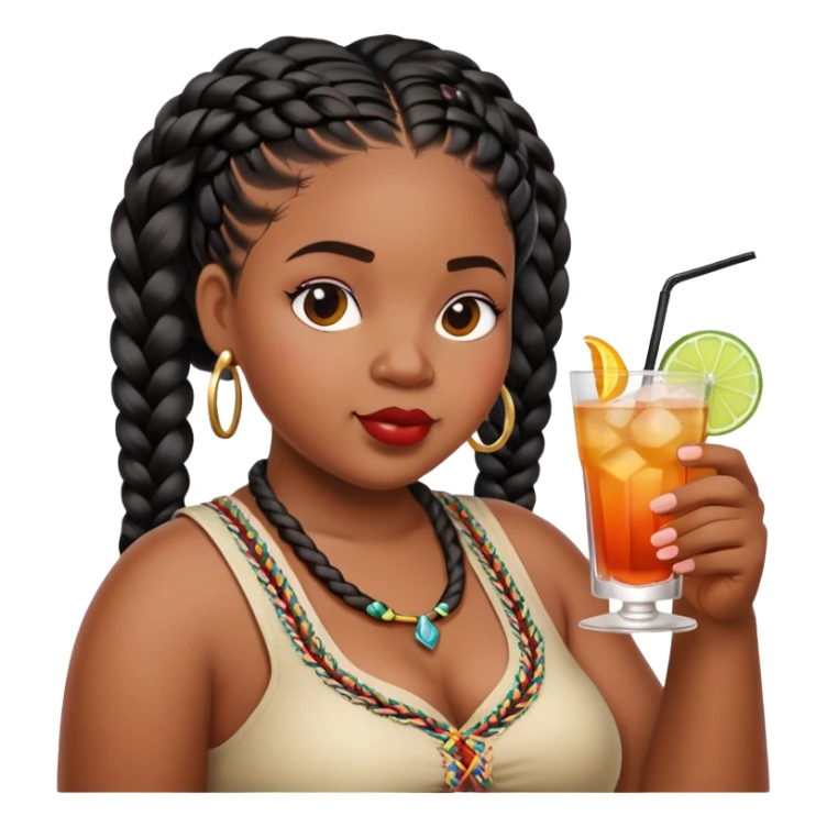  Chunky black woman with braids drinking  bc town royal sticker